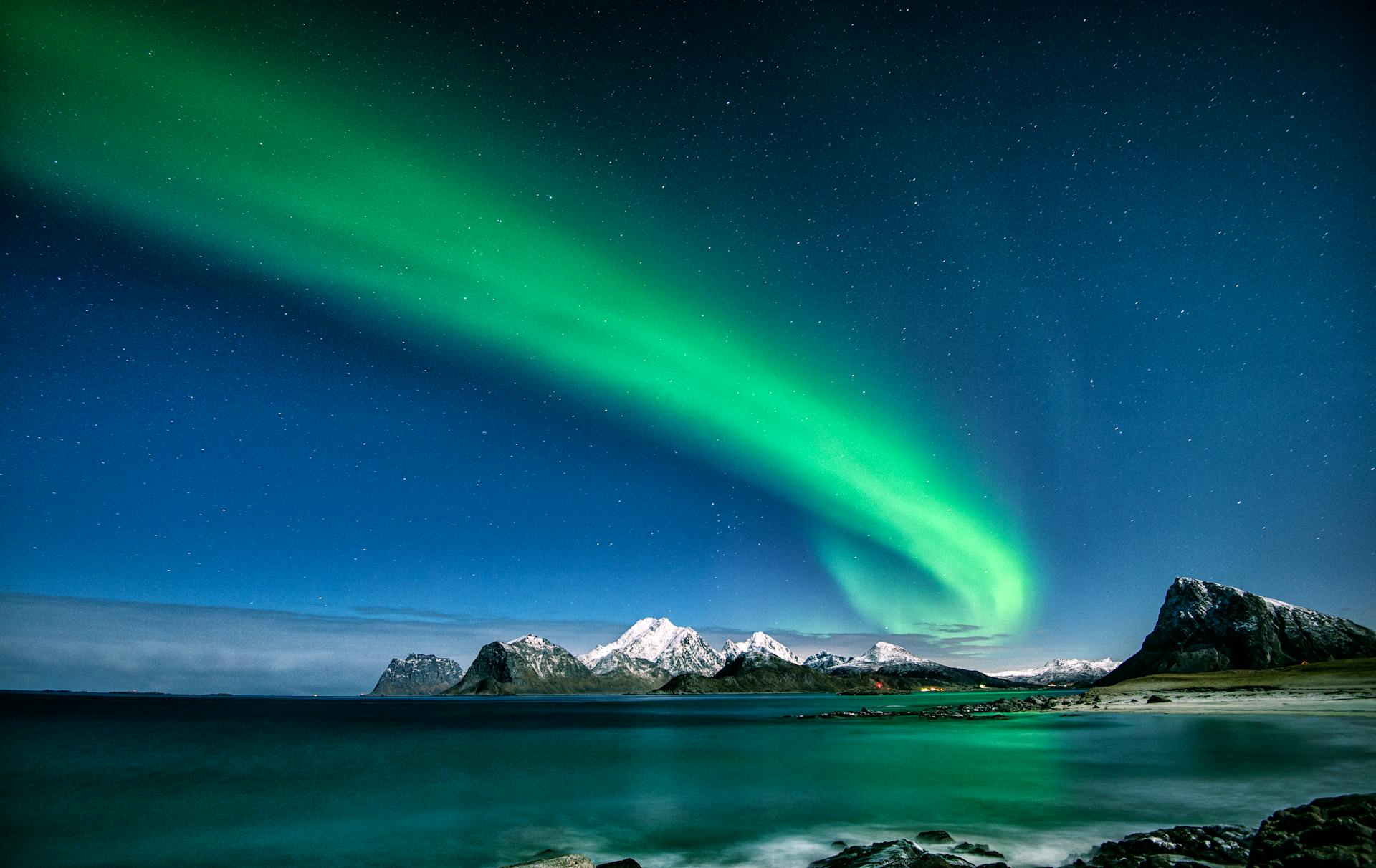 Northern lights over a Nordic landscape